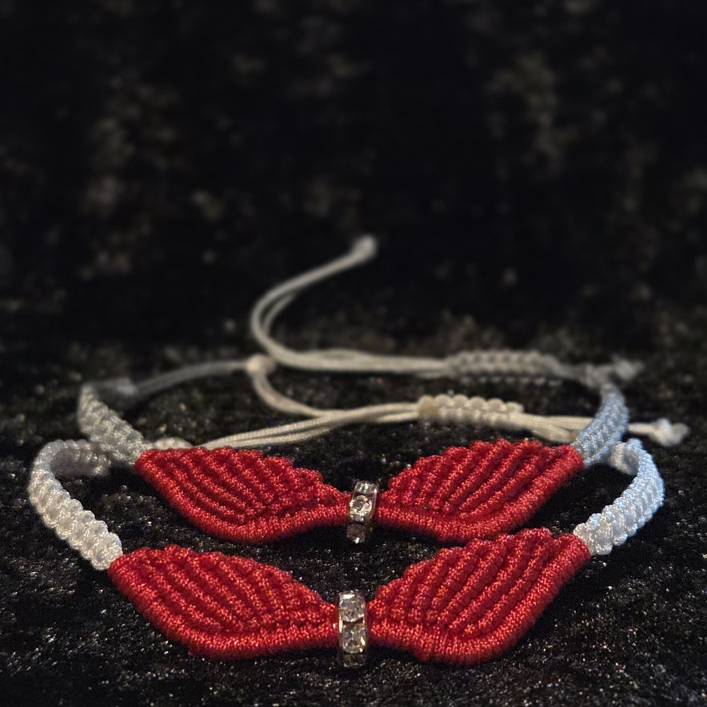 Red and Silver Wing Bracelets
